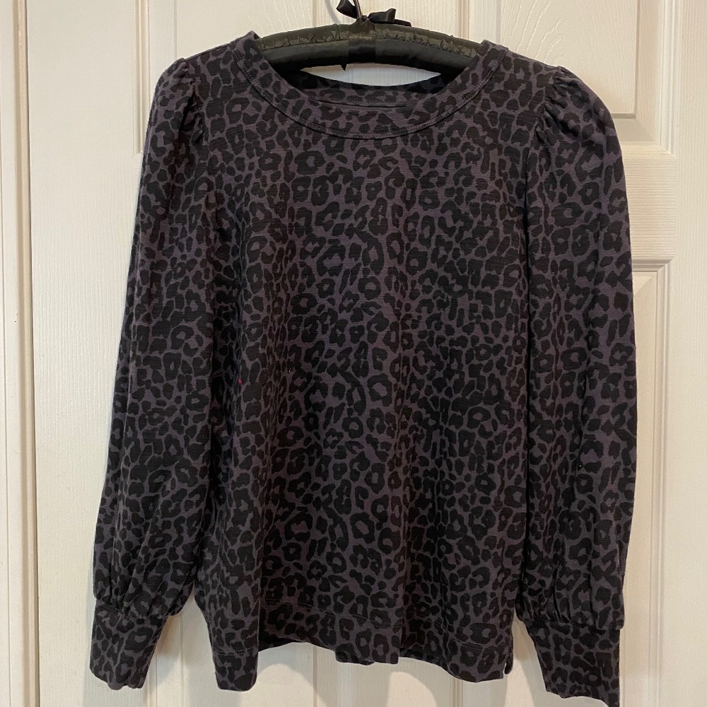 LOFT Medium Black & Charcoal Animal Print Top